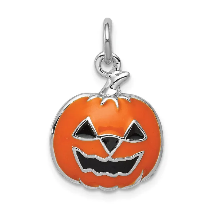 Rings TreasureFineJewelers Sterling Silver Rhodiumplated Orange JackaLantern Charm Rings TreasureFineJewelers Sterling Silver Rhodiumplated Orange JackaLantern Charm