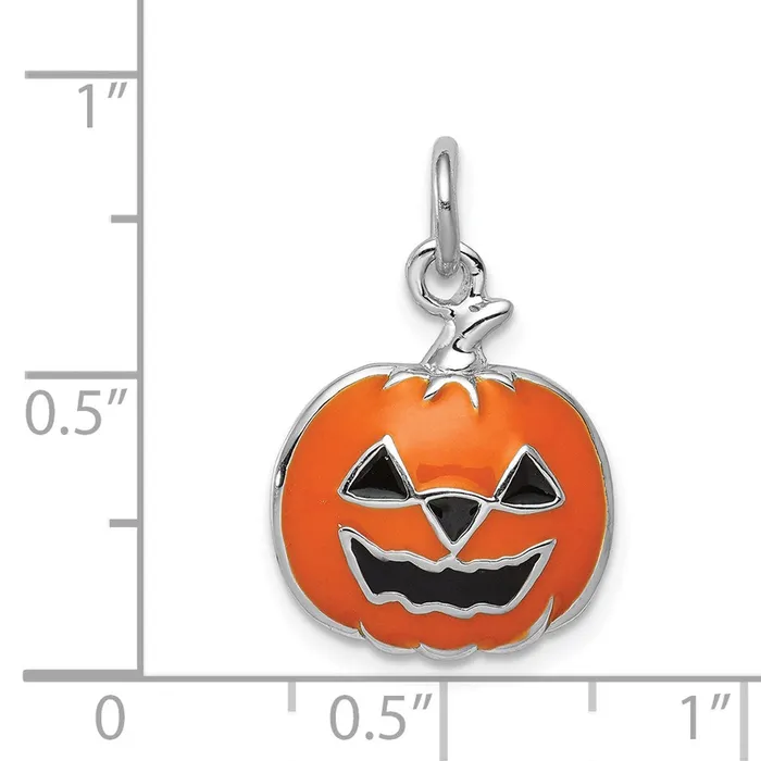 Rings TreasureFineJewelers Sterling Silver Rhodiumplated Orange JackaLantern Charm