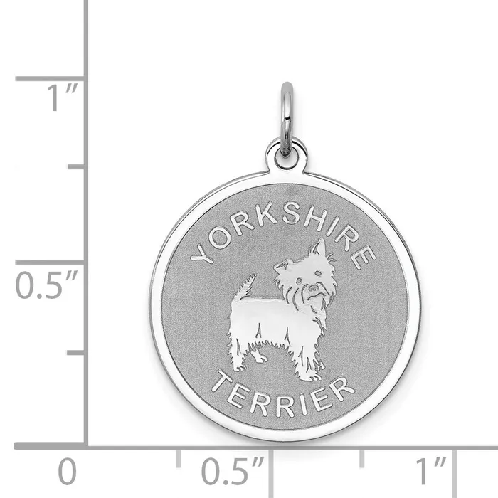 Rings TreasureFineJewelers Sterling Silver Rhodiumplated Yorkshire Terrier Disc Charm