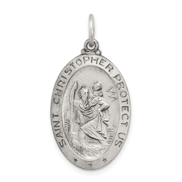Rings TreasureFineJewelers Sterling Silver St Christopher Baseball Medal