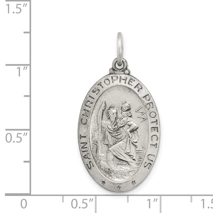 Rings TreasureFineJewelers Sterling Silver St Christopher Baseball Medal