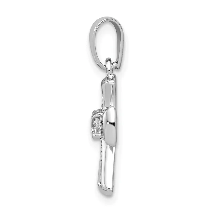 Sterling Silver Rhodium Plated CZ Open Cross Pendant TreasureFineJewelers Rings