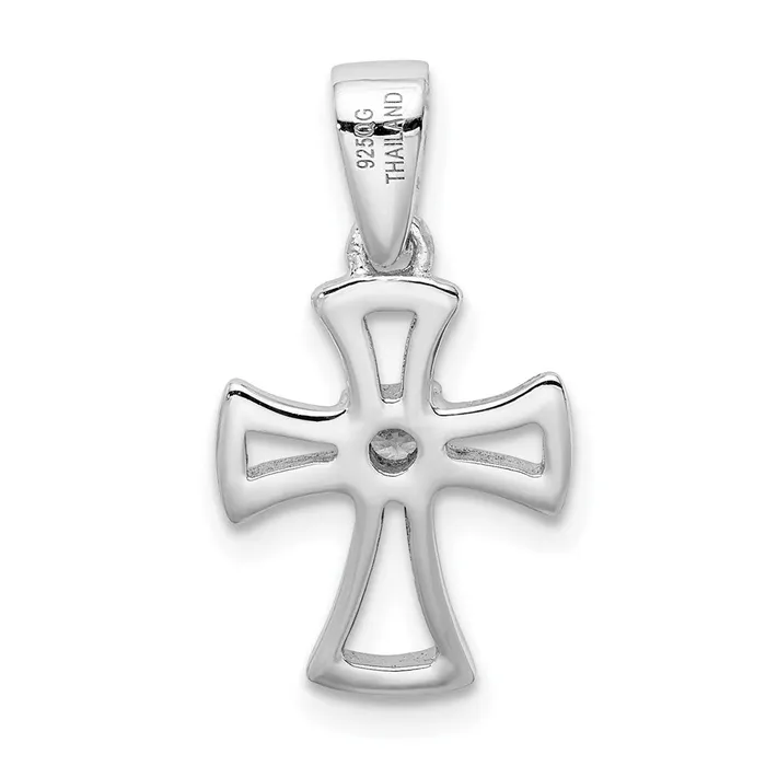 Sterling Silver Rhodium Plated CZ Open Cross Pendant TreasureFineJewelers Rings