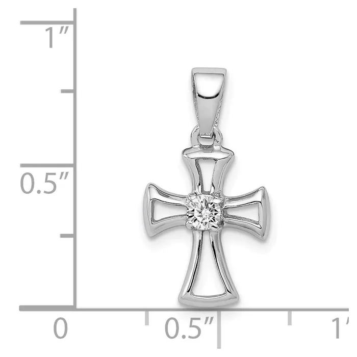 Sterling Silver Rhodium Plated CZ Open Cross Pendant TreasureFineJewelers Rings