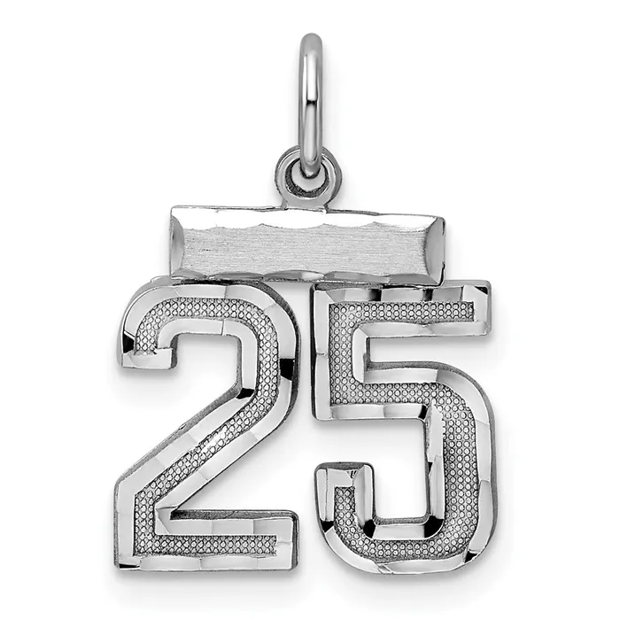 Sterling Silver Rhodiumplated Diamondcut 25 Charm TreasureFineJewelers Rings Sterling Silver Rhodiumplated Diamondcut 25 Charm TreasureFineJewelers Rings