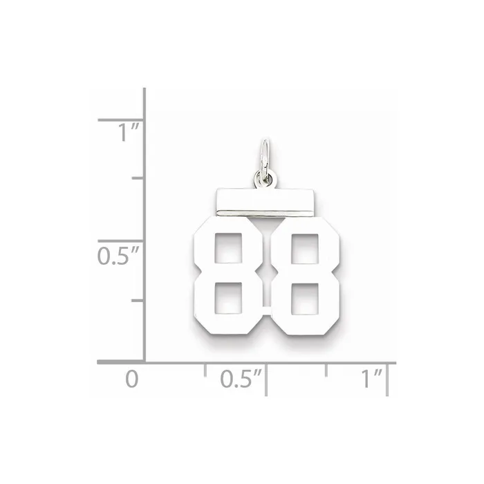 Sterling SilverRhodiumplated Polished Number 88 Charm TreasureFineJewelers Rings