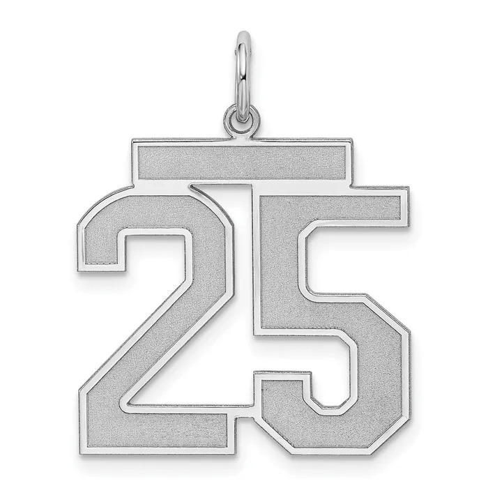 Sterling SilverRhodiumplated Satin Number 25 Charm TreasureFineJewelers Rings Sterling SilverRhodiumplated Satin Number 25 Charm TreasureFineJewelers Rings