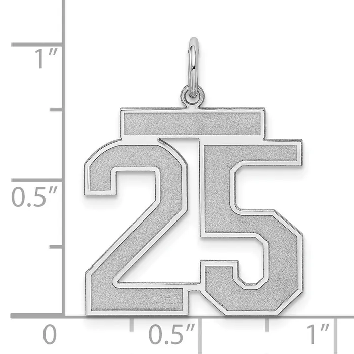 Sterling SilverRhodiumplated Satin Number 25 Charm TreasureFineJewelers Rings