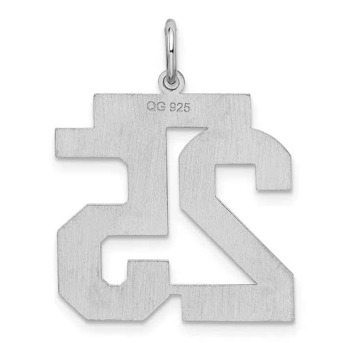 Sterling SilverRhodiumplated Satin Number 25 Charm TreasureFineJewelers Rings