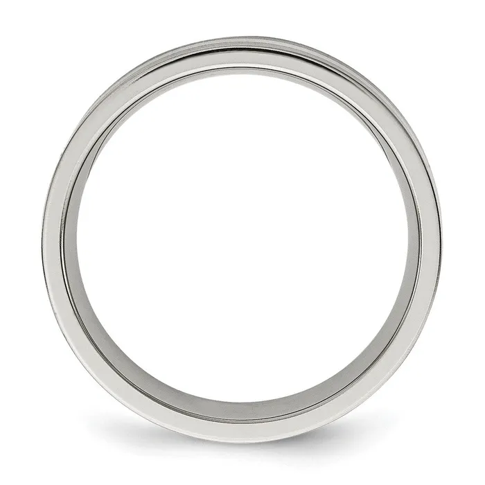 Titanium Brushed wSterling Silver Inlay 6mm Flat Band TreasureFineJewelers Rings
