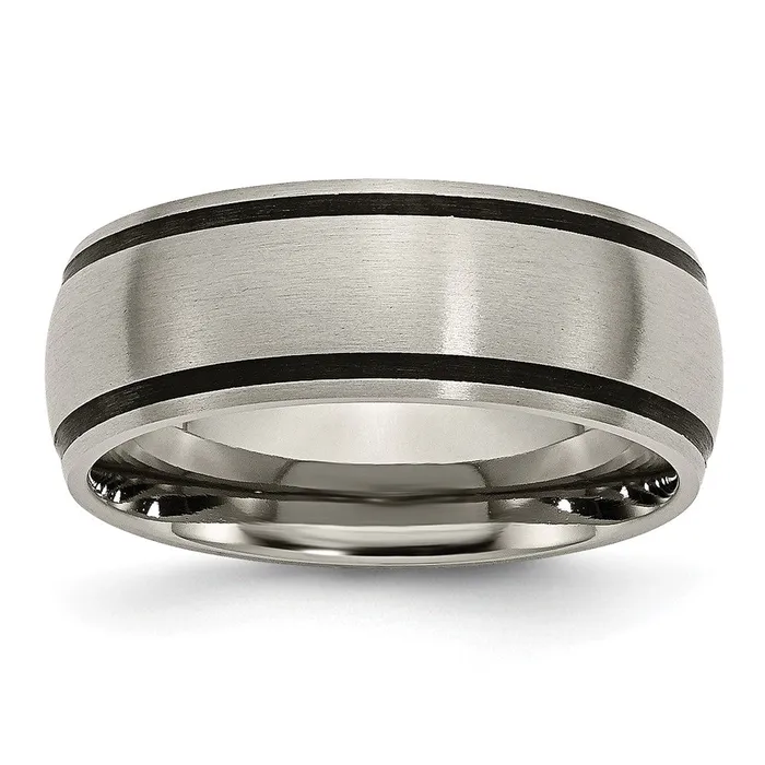 Titanium Brushed with Black Rubber 8mm Band TreasureFineJewelers Rings