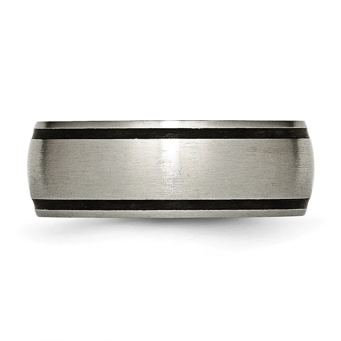 Titanium Brushed with Black Rubber 8mm Band TreasureFineJewelers Rings