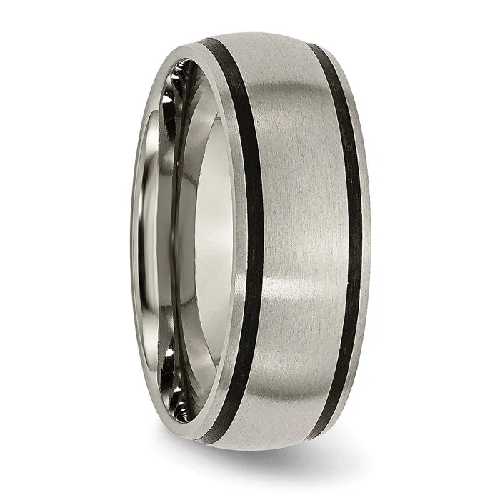 Titanium Brushed with Black Rubber 8mm Band TreasureFineJewelers Rings