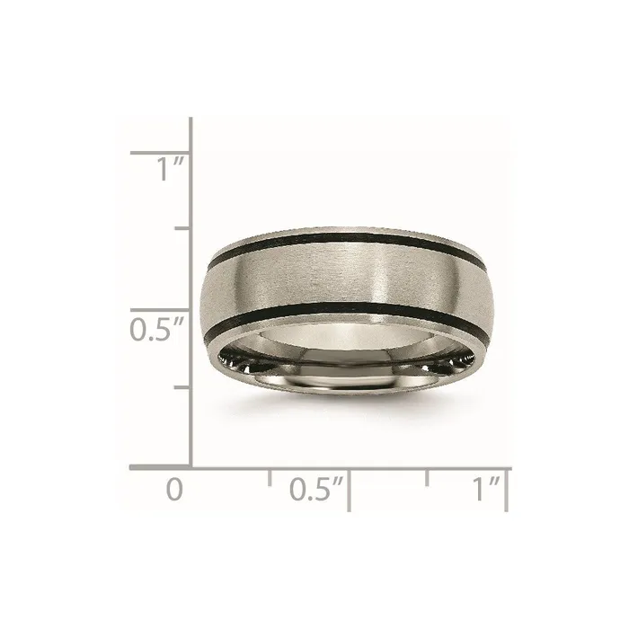 Titanium Brushed with Black Rubber 8mm Band TreasureFineJewelers Rings