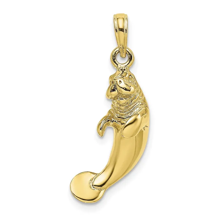 TreasureFineJewelers 10k 3D Polished Manatee Charm Charm Necklaces