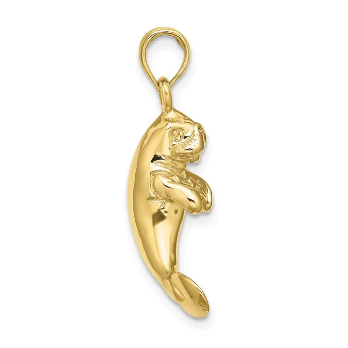 TreasureFineJewelers 10k 3D Polished Manatee Charm Charm Necklaces