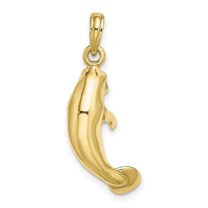 TreasureFineJewelers 10k 3D Polished Manatee Charm Charm Necklaces