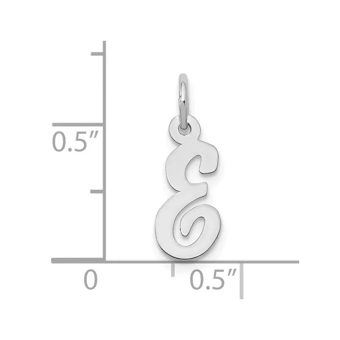 TreasureFineJewelers 10k White Gold Small Script Initial E Charm Charm Necklaces