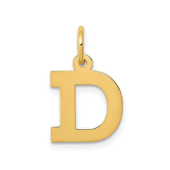 TreasureFineJewelers 10k Yellow Gold Small Block Initial D Charm Charm Necklaces TreasureFineJewelers 10k Yellow Gold Small Block Initial D Charm Charm Necklaces