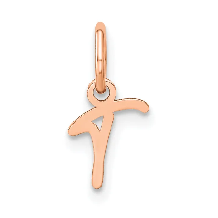TreasureFineJewelers 14k Rose Gold Upper case Letter T Initial Charm Charm Necklaces TreasureFineJewelers 14k Rose Gold Upper case Letter T Initial Charm Charm Necklaces