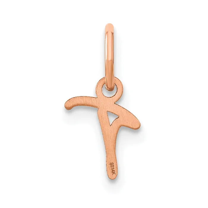 TreasureFineJewelers 14k Rose Gold Upper case Letter T Initial Charm Charm Necklaces