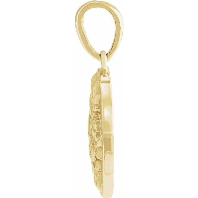TreasureFineJewelers 14K Yellow Gold 191x12 mm Floral Pendant PreStyled Sets