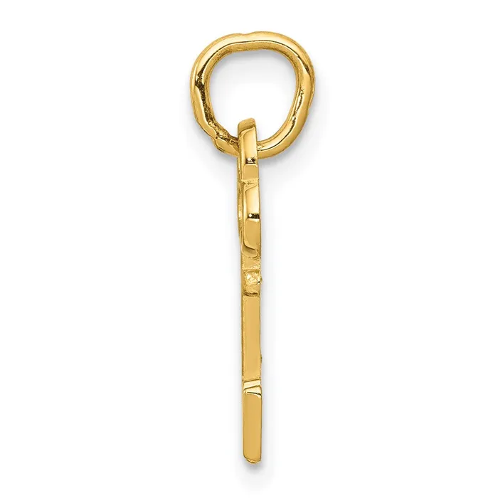 TreasureFineJewelers 14k Yellow Gold Key Letter N Initial Charm Charm Necklaces