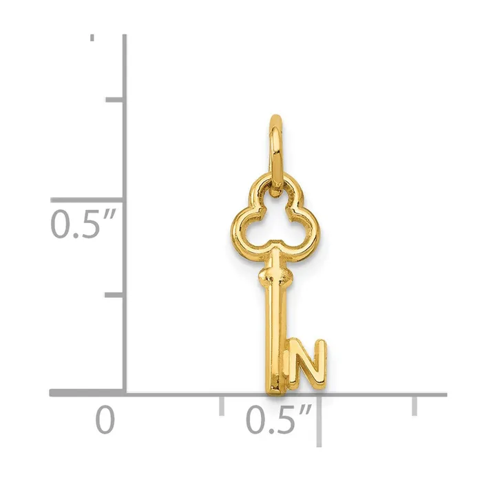 TreasureFineJewelers 14k Yellow Gold Key Letter N Initial Charm Charm Necklaces