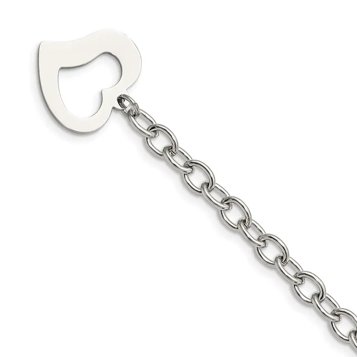 TreasureFineJewelers Bracelets Chisel Stainless Steel Polished Open Link with Open Heart 85 inch Bracelet TreasureFineJewelers Bracelets Chisel Stainless Steel Polished Open Link with Open Heart 85 inch Bracelet