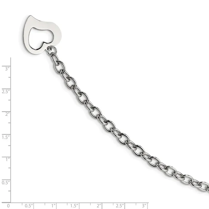 TreasureFineJewelers Bracelets Chisel Stainless Steel Polished Open Link with Open Heart 85 inch Bracelet