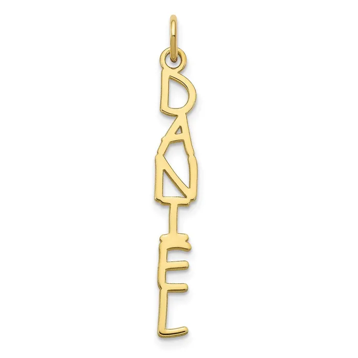TreasureFineJewelers Charm Necklaces 10K Comic Sans Font Vertical Name Plate Charm TreasureFineJewelers Charm Necklaces 10K Comic Sans Font Vertical Name Plate Charm