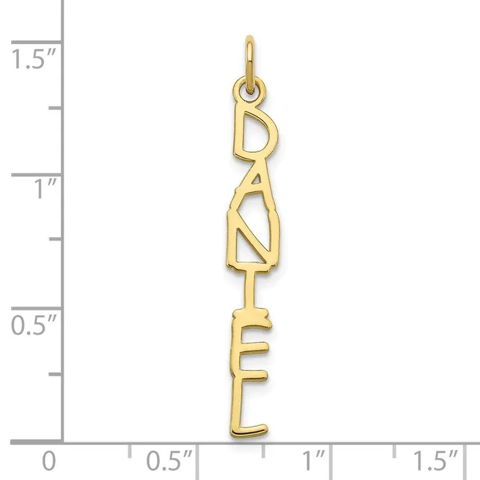TreasureFineJewelers Charm Necklaces 10K Comic Sans Font Vertical Name Plate Charm