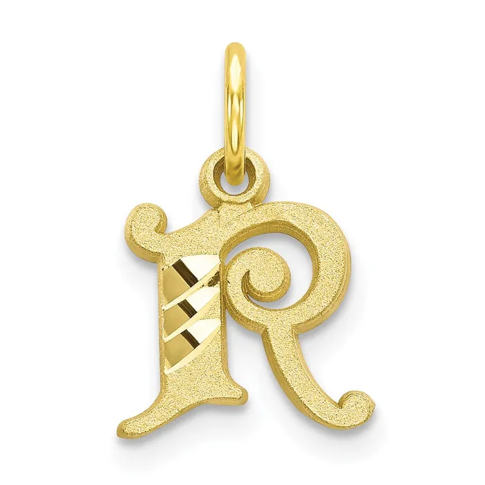 TreasureFineJewelers Charm Necklaces 10k Yellow Gold Initial R Charm
