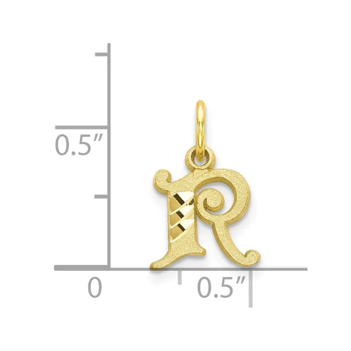 TreasureFineJewelers Charm Necklaces 10k Yellow Gold Initial R Charm