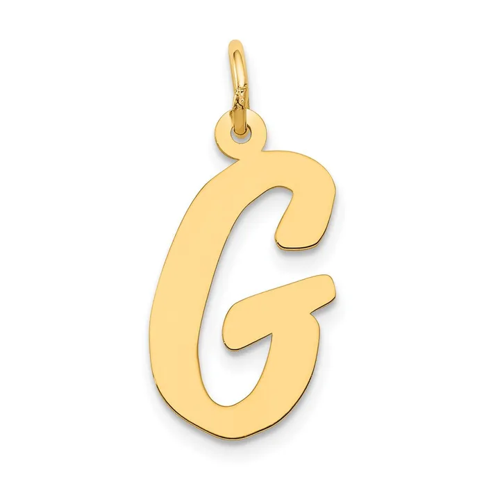 TreasureFineJewelers Charm Necklaces 10k Yellow Gold Large Script Letter G Initial Charm TreasureFineJewelers Charm Necklaces 10k Yellow Gold Large Script Letter G Initial Charm