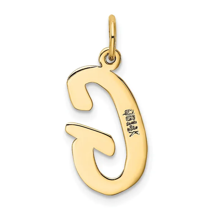TreasureFineJewelers Charm Necklaces 10k Yellow Gold Large Script Letter G Initial Charm