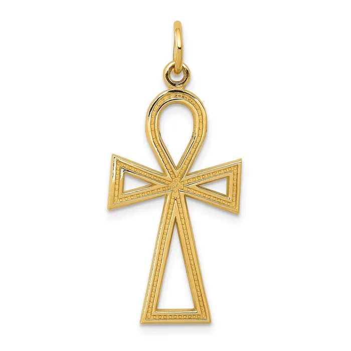 TreasureFineJewelers Charm Necklaces 14k Ankh Cross Charm