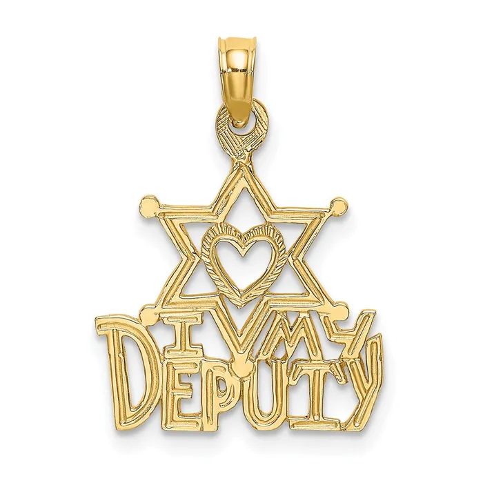 TreasureFineJewelers Charm Necklaces 14K I HEART MY DEPUTY Charm