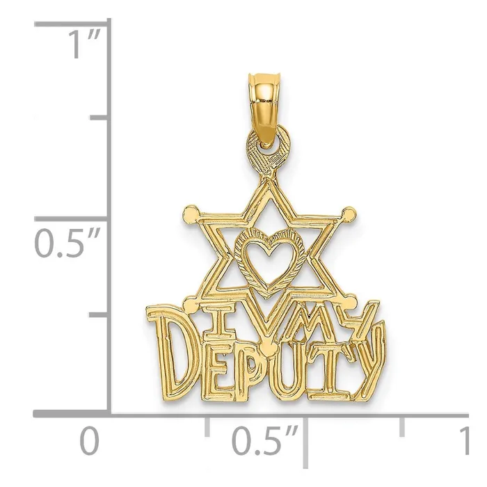 TreasureFineJewelers Charm Necklaces 14K I HEART MY DEPUTY Charm