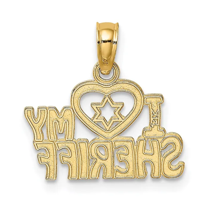 TreasureFineJewelers Charm Necklaces 14K I HEART MY DEPUTY Charm
