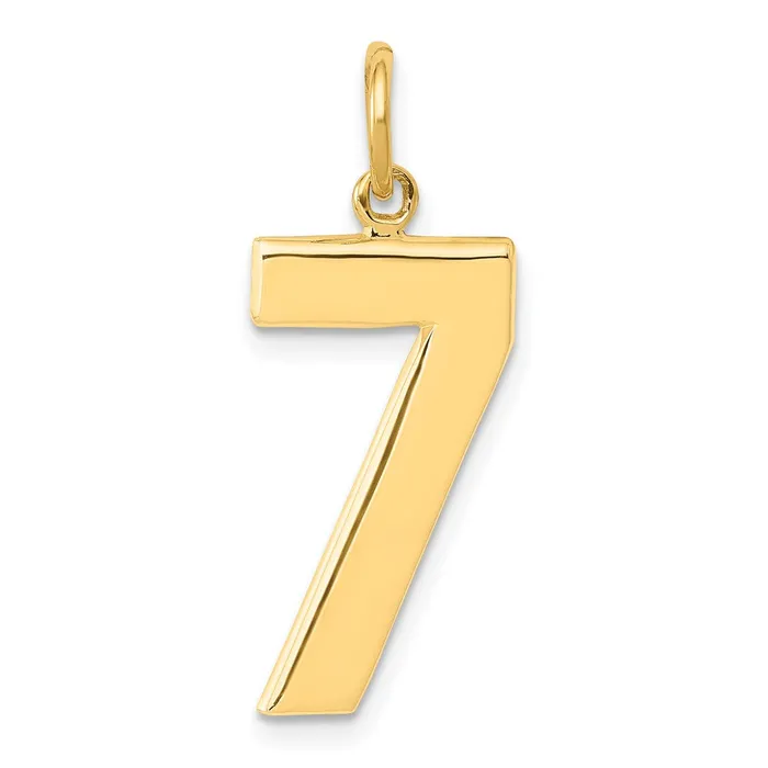 TreasureFineJewelers Charm Necklaces 14k Large Polished Number 7 Charm