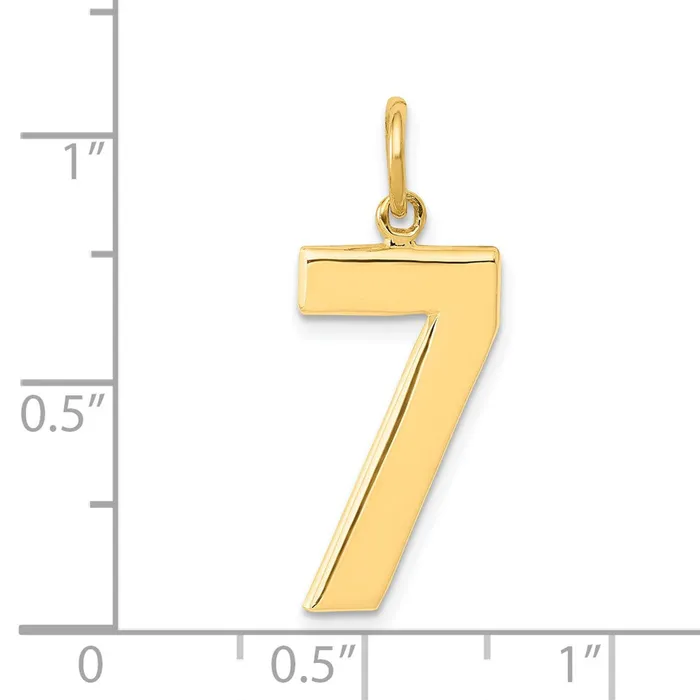 TreasureFineJewelers Charm Necklaces 14k Large Polished Number 7 Charm