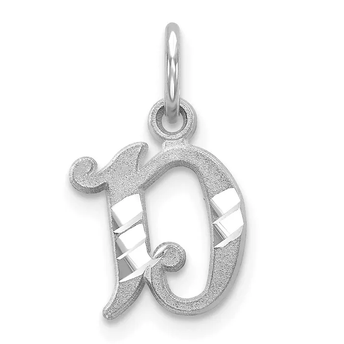 TreasureFineJewelers Charm Necklaces 14k White Gold W Diamondcut Letter D Initial Charm Chain TreasureFineJewelers Charm Necklaces 14k White Gold W Diamondcut Letter D Initial Charm Chain