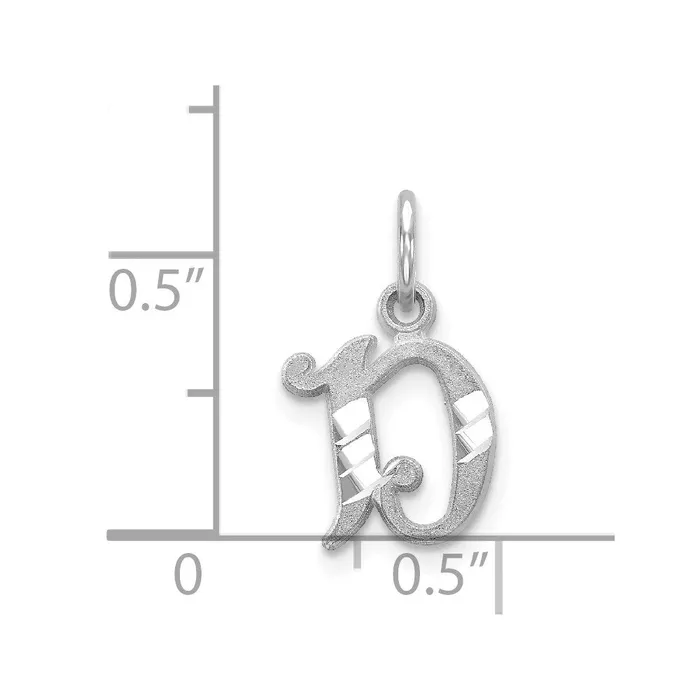 TreasureFineJewelers Charm Necklaces 14k White Gold W Diamondcut Letter D Initial Charm Chain