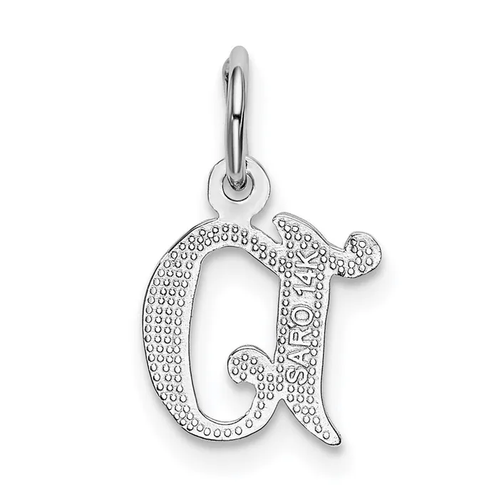 TreasureFineJewelers Charm Necklaces 14k White Gold W Diamondcut Letter D Initial Charm Chain