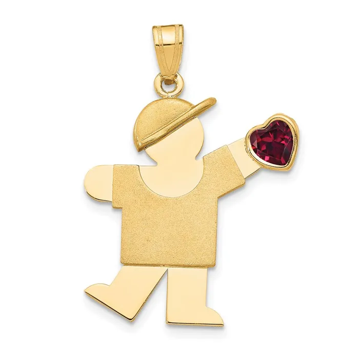 TreasureFineJewelers Charm Necklaces 14k Yellow Gold Boy with CZ January Birthstone Charm TreasureFineJewelers Charm Necklaces 14k Yellow Gold Boy with CZ January Birthstone Charm