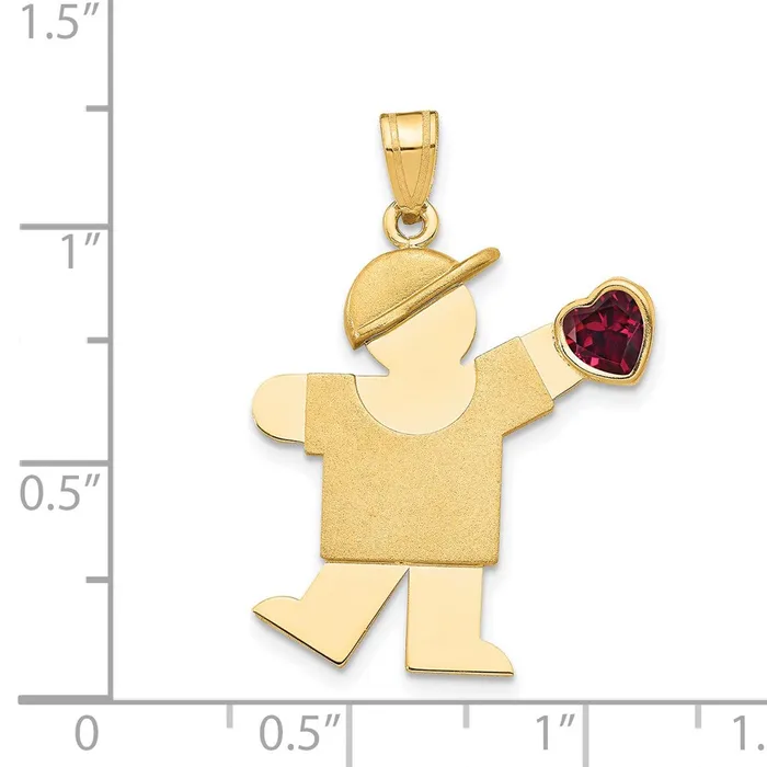 TreasureFineJewelers Charm Necklaces 14k Yellow Gold Boy with CZ January Birthstone Charm