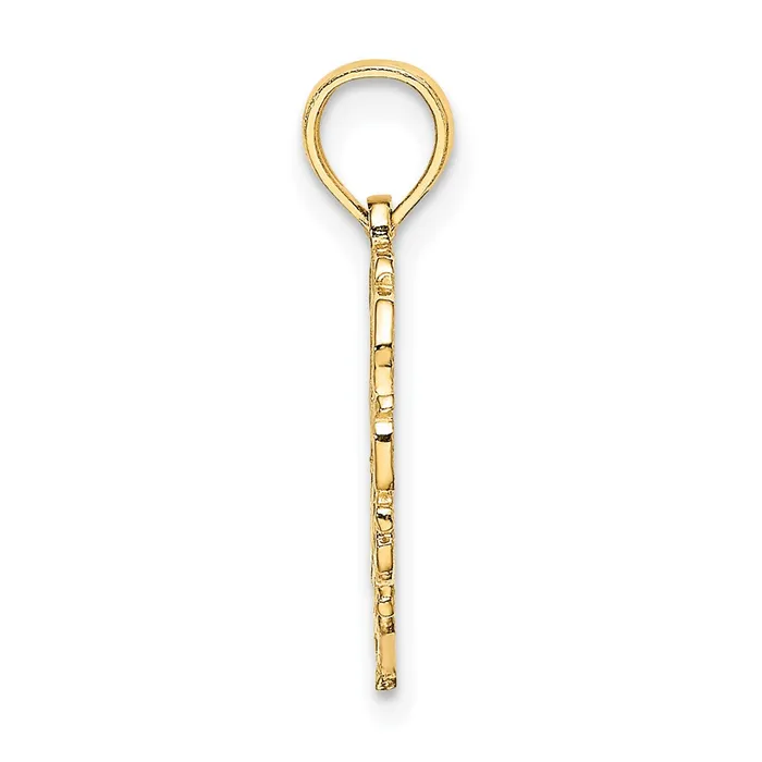 TreasureFineJewelers Charm Necklaces 14k Yellow Gold Heart Script Letter T Initial Charm