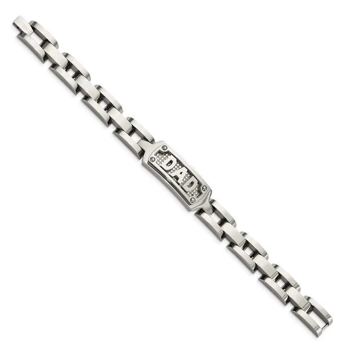 TreasureFineJewelers Chisel Stainless Steel Polished and Textured DAD 85 inch Bracelet Bracelets