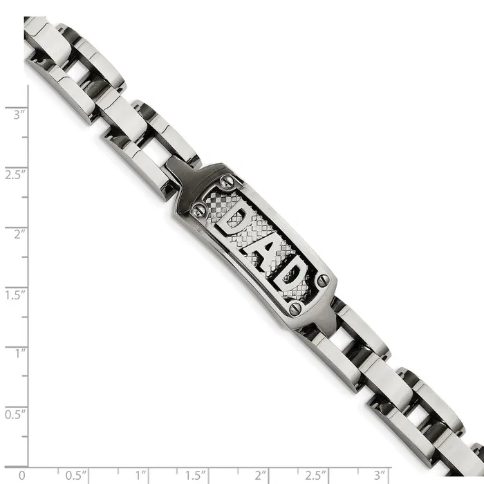 TreasureFineJewelers Chisel Stainless Steel Polished and Textured DAD 85 inch Bracelet Bracelets